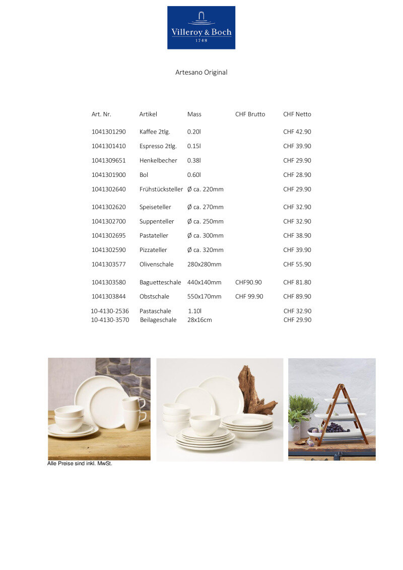 Datenblatt Villeroy & Boch Artesano