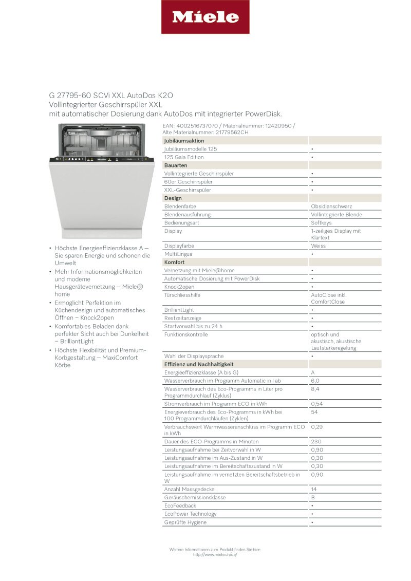 Dattenblattt Miele G27795-60SCVi