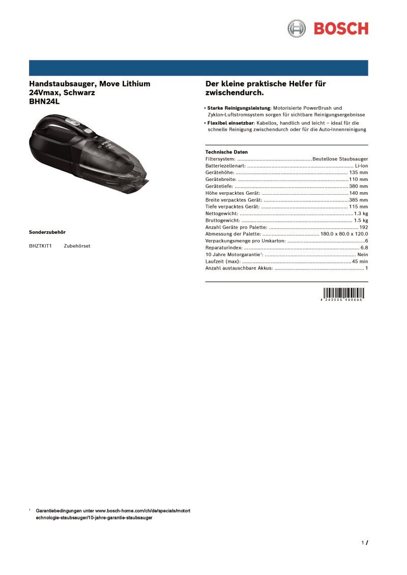 Datenblatt Bosch Move BHN24L