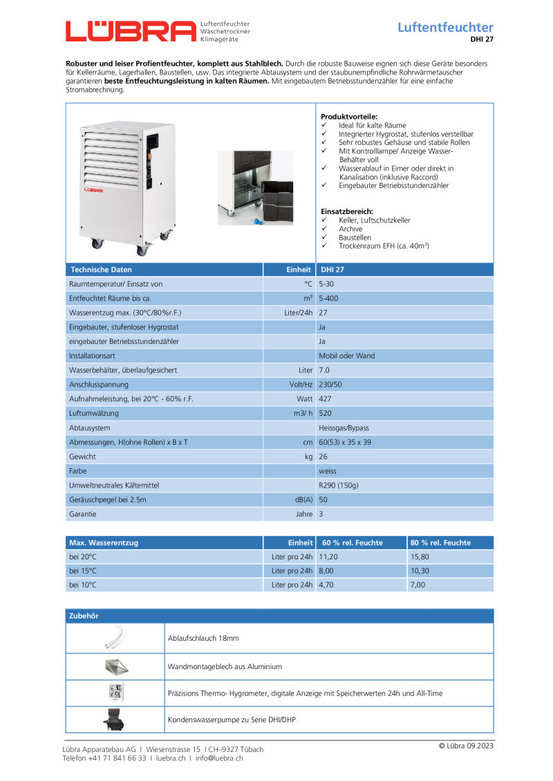 Datenblatt L&uuml;bra DHI 27
